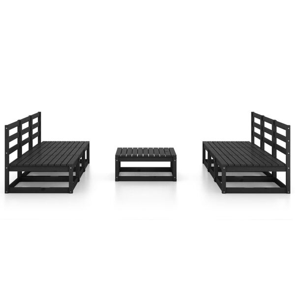 vidaXL 7 Piece Garden Lounge Set Black Solid Pinewood