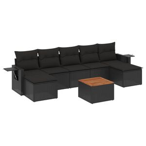 vidaXL 8 Piece Garden Sofa Set with Cushions Black Poly Rattan