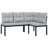 vidaXL 4 Piece Garden Sofa Set with Cushions Black Powder-coated Steel