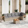 vidaXL 7 Piece Garden Sofa Set with Cushions Beige Poly Rattan