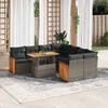 vidaXL 9 Piece Garden Sofa Set with Cushions Grey Poly Rattan Acacia