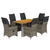 vidaXL 7 Piece Garden Bistro Set with Cushions Grey Poly Rattan