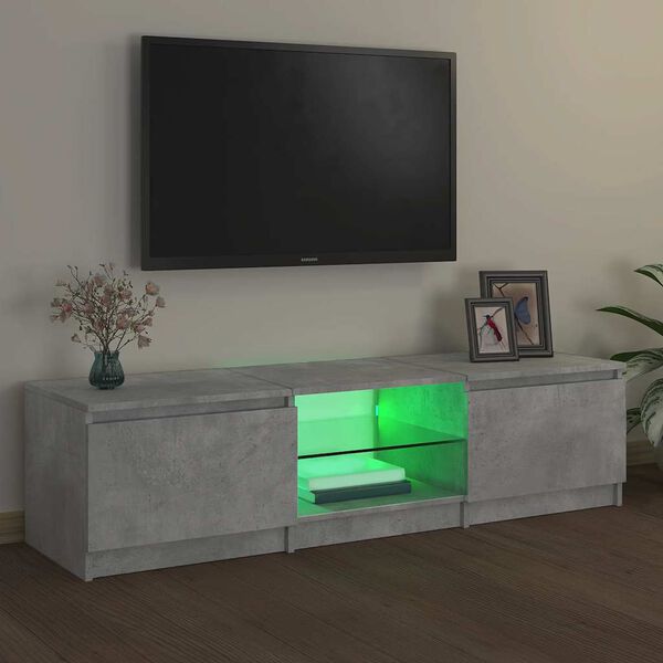 vidaXL TV Cabinet with LED Lights Concrete Grey 140x40x36 cm