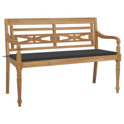 vidaXL Batavia Bench with Anthracite Cushion 150 cm Solid Teak Wood