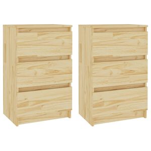 vidaXL Bedside Cabinets 2 pcs 40x29.5x64 cm Solid Pine Wood
