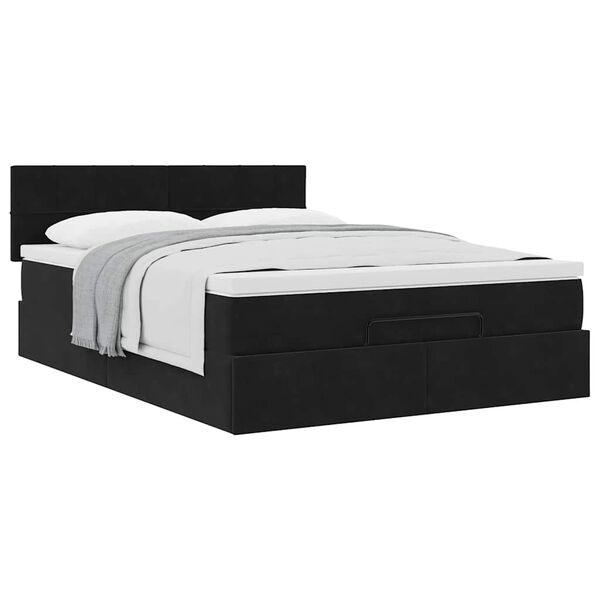 vidaXL Ottoman Bed with Mattress Black Double Velvet
