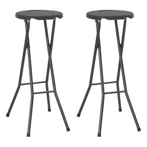 vidaXL Folding Bar Stools 2 pcs HDPE and Steel Brown Rattan Look