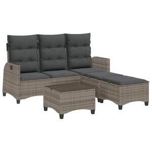 vidaXL 3 Piece Garden Sofa Set with Cushions L-shaped Grey Poly Rattan