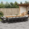 vidaXL 17 Piece Garden Dining Set with Cushions Black Poly Rattan