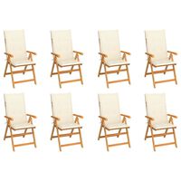 vidaXL Reclining Garden Chairs with Cushions 8 pcs Solid Teak Wood