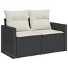 vidaXL Garden Sofa with Cushions 2-Seater Black Poly Rattan