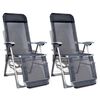 vidaXL Folding Chairs 2 pcs Aluminium and Textilene Grey