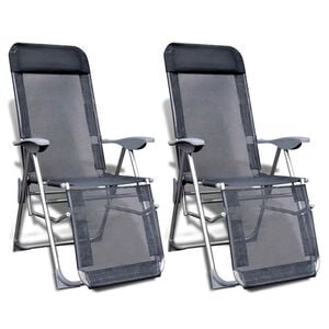 vidaXL Folding Chairs 2 pcs Aluminium and Textilene Grey