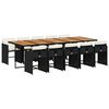 vidaXL 11 Piece Garden Dining Set with Cushions Black Poly Rattan