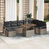 vidaXL Garden Sofa Set with Storage 9 pcs Grey Poly rattan