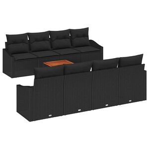 vidaXL Garden Sofa Set 9 pcs Black Poly Rattan