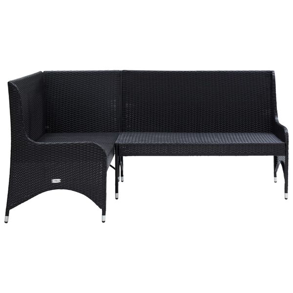 vidaXL Garden Corner Sofas 2 pcs Poly Rattan Black