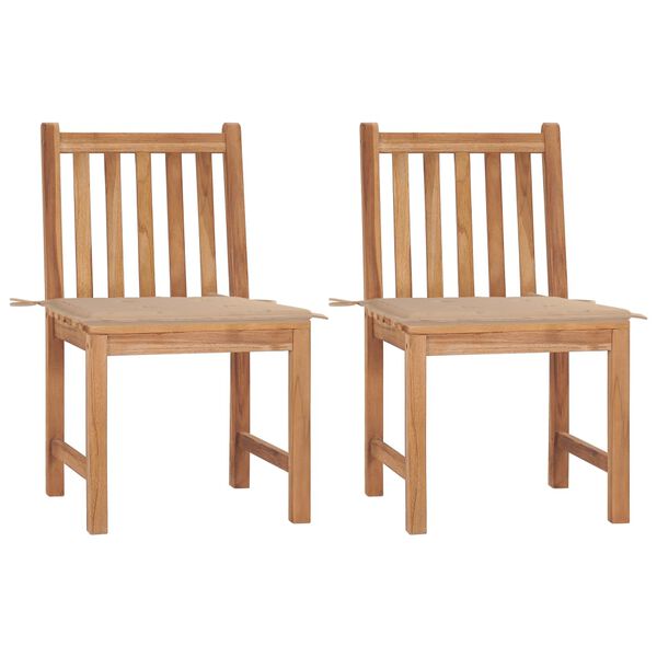 vidaXL Garden Chairs 2 pcs with Cushions Solid Teak Wood