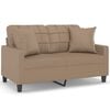 vidaXL 2-Seater Sofa with Throw Pillows Cappuccino 120 cm Faux Leather