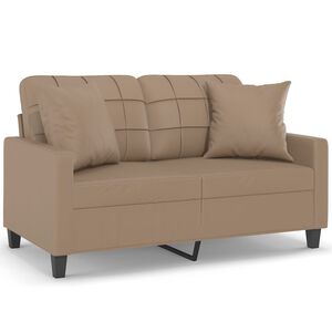 vidaXL 2-Seater Sofa with Throw Pillows Cappuccino 120 cm Faux Leather