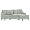 vidaXL 3-Seater Sofa with Footstool Light Grey 180 cm Velvet