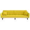 vidaXL Sofa Bed with Cup Holders Light Yellow Fabric