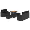 vidaXL Garden Sofa Set with Cushion 8 pcs Black Poly Rattan