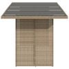 vidaXL Garden Table with Glass Top Beige 190x80x75 cm Poly Rattan