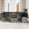 vidaXL Garden Sofa Set Height-Adjustable 9 pcs Grey Poly Rattan