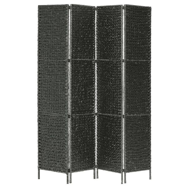 vidaXL 4-Panel Room Divider Black 154x160 cm Water Hyacinth