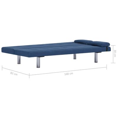 vidaXL Sofa Bed with Two Pillows Blue Polyester