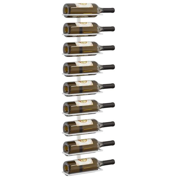 vidaXL Wall-mounted Wine Rack for 9 Bottles 2 pcs White Iron