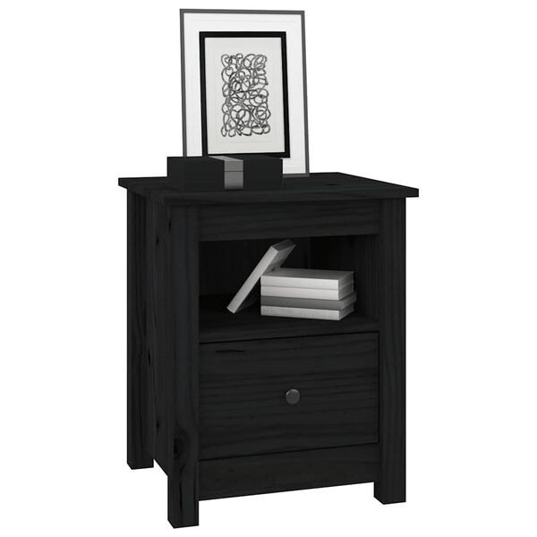 vidaXL Bedside Cabinets 2 pcs Black 40x35x49 cm Solid Wood Pine
