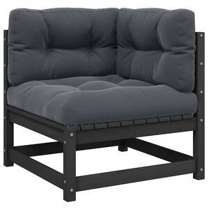 vidaXL Garden Corner Sofa with Anthracite Cushions Solid Pinewood
