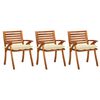 vidaXL Garden Dining Chairs with Cushions 3 pcs Solid Acacia Wood
