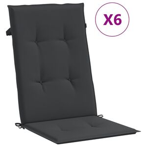 vidaXL Garden Highback Chair Cushions 6 pcs Black 120x50x3 cm Fabric