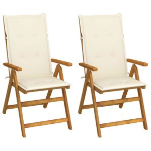 vidaXL Garden Reclining Chairs 2 pcs with Cushions Solid Acacia Wood