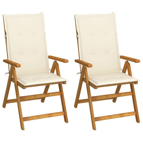 vidaXL Garden Reclining Chairs 2 pcs with Cushions Solid Acacia Wood