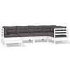 vidaXL 6 Piece Garden Lounge Set with Cushions White Solid Pinewood