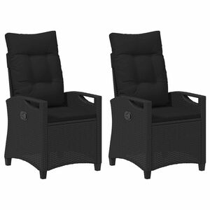 vidaXL Garden Chair 2 pcs Black 56 x 64 x 94 cm Steel and Polyester