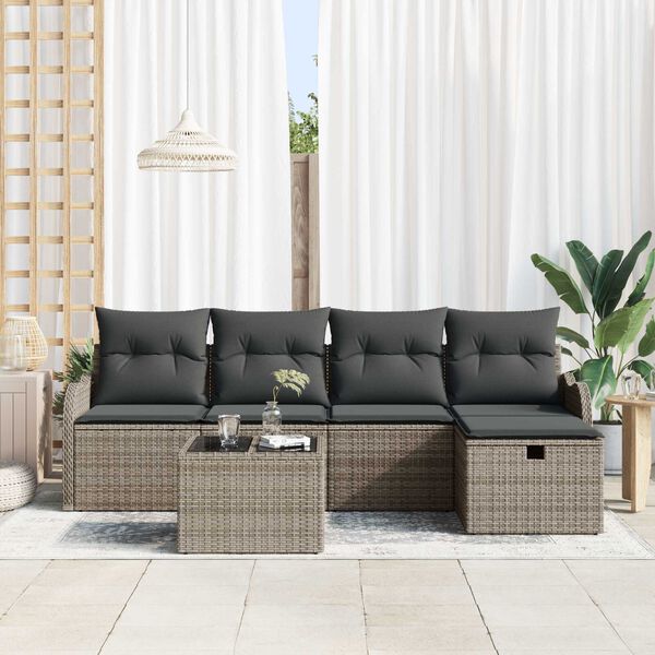 vidaXL Garden Sofa Set 6 pcs Grey 231 x 117 x 85 cm Poly rattan
