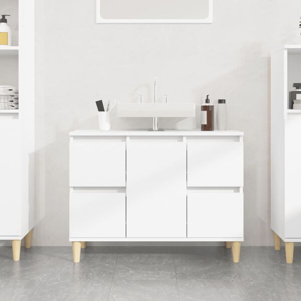 vidaXL Sink Cabinet High Gloss White 80x33x60 cm Engineered Wood