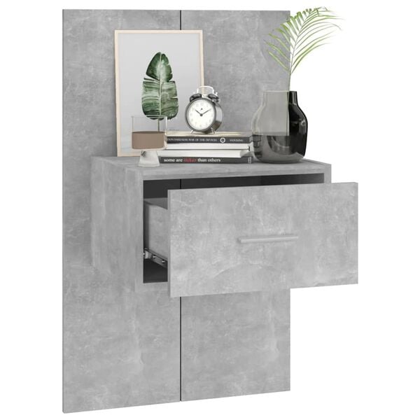 vidaXL Wall-mounted Bedside Cabinets 2 pcs Concrete Grey