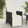 vidaXL Reclining Garden Chair with Cushions Black Poly Rattan