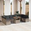 vidaXL Garden Sofa Set with Storage 11 pcs Grey Poly rattan