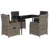 vidaXL 5 Piece Garden Dining Set with Cushions Grey Poly Rattan