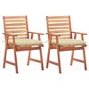 vidaXL Outdoor Dining Chairs 2 pcs with Cushions Solid Acacia Wood