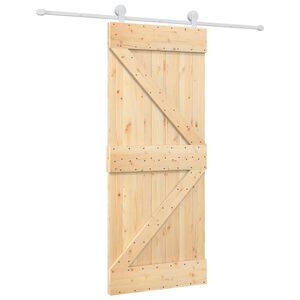 vidaXL Sliding Door Natural and White 85 x 210 cm Solid Pine Wood