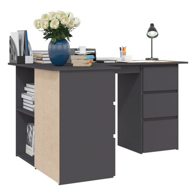 vidaXL Corner Desk Grey 145x100x76 cm Engineered Wood