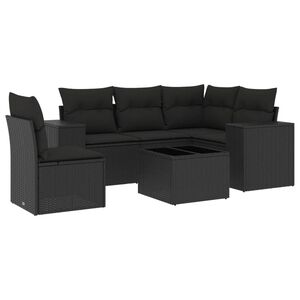 vidaXL 6 Piece Garden Sofa Set with Cushions Black Poly Rattan